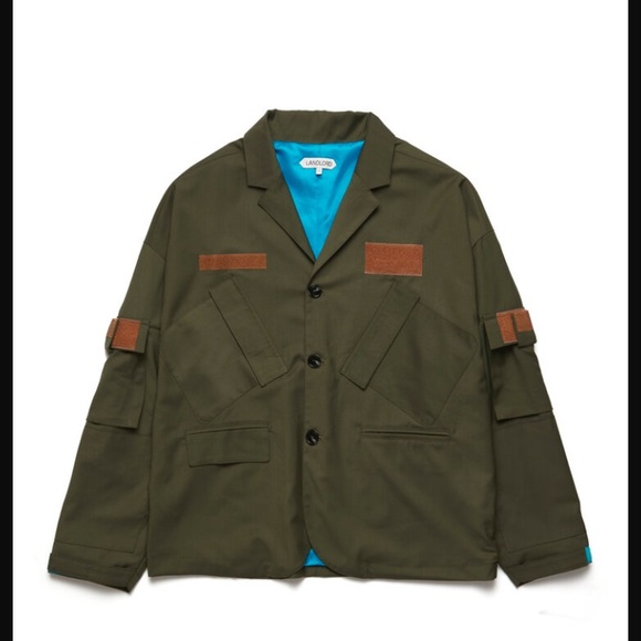 LANDLORD NY New York jungle suit Velcro jacket blazer sz M medium men’s military - Picture 1 of 8